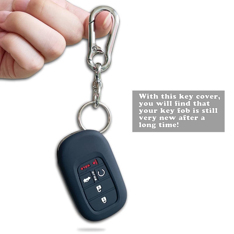 TANDRIVE Key Fob Cover for (5 Buttons) Honda 2022 2023 2024 2025 Civic Accord HR-V Pilot CR-V, Silicone, 2-Pack, Black Blue - Image 5